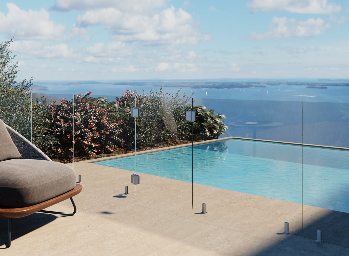Frameless Glass Pool Fencing Hinge Panel – 12mm, Multiple Widths (Polaris Or Atlantic Range)