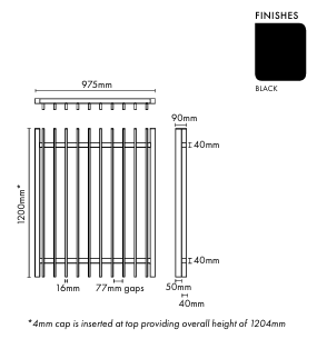 Blade Fencing Gate – 975W X 1200H – Black