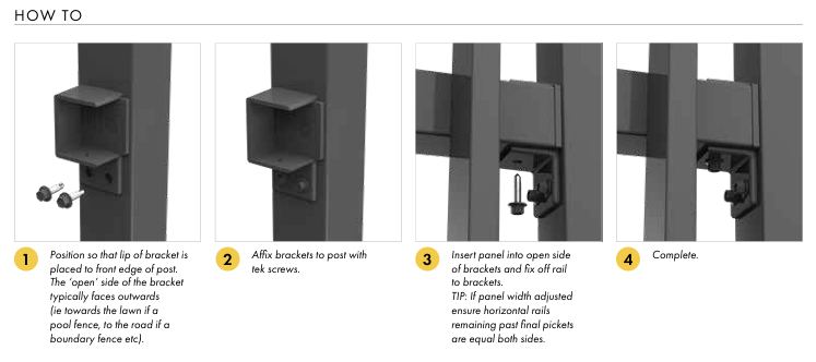Aluminium Bracket – Horizontal Open Side – 4 Pack – Satin Black Finish