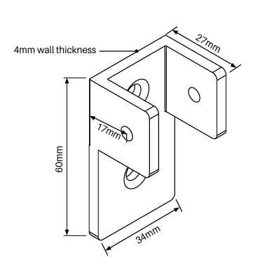 Barr Fencing Extended C Bracket 60mm – 4 Pack – Black