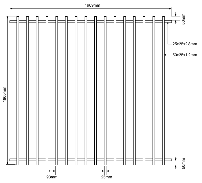 Barr Fencing Panel 1969W X 1800H – Black