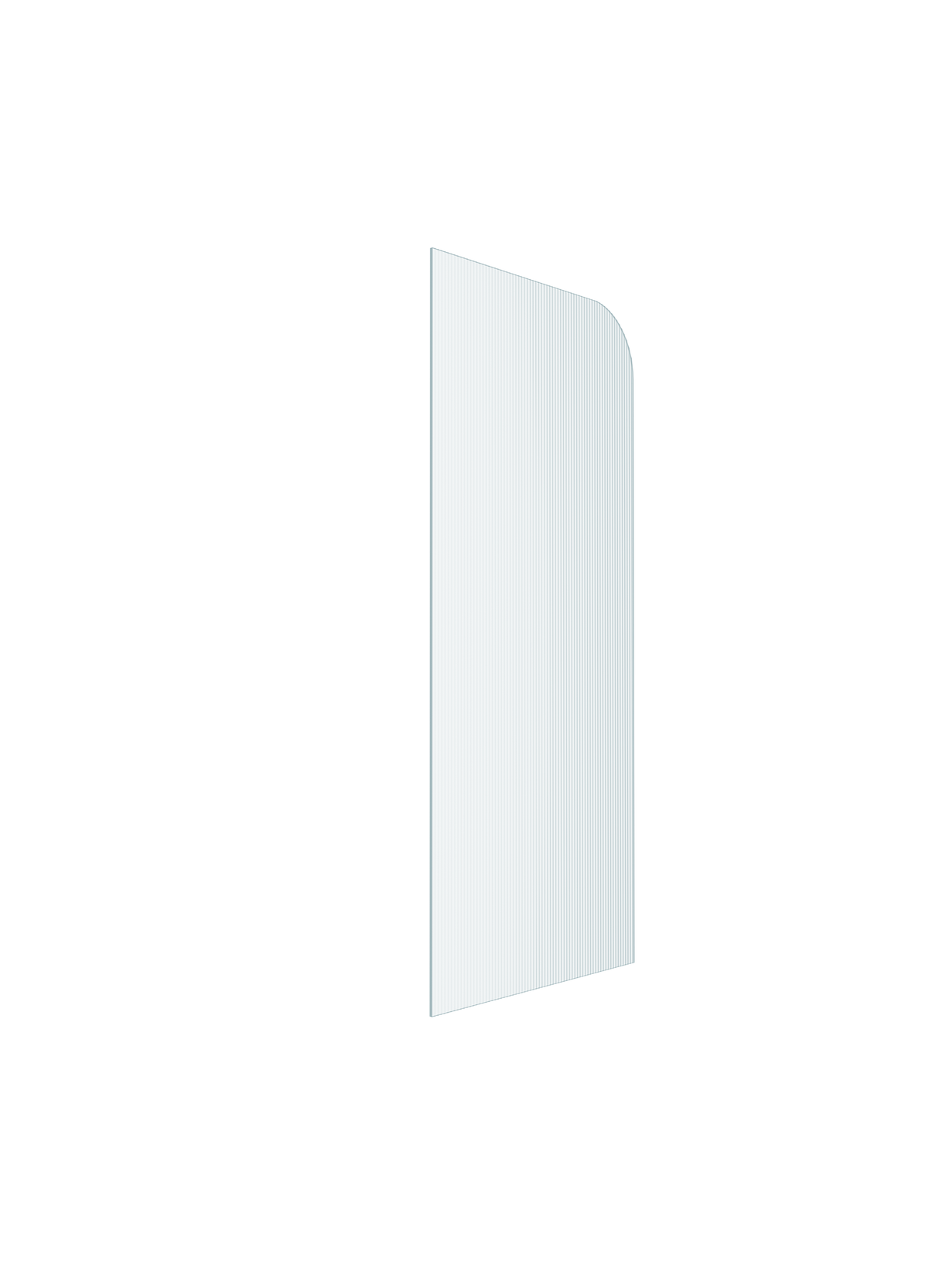 Purity Shower Screen Fixed Panel With Featured Radius Corner And Ultra Clear Narrow Reeded Design – 10mm Clear Toughened Glass, Multiple Sizes Available