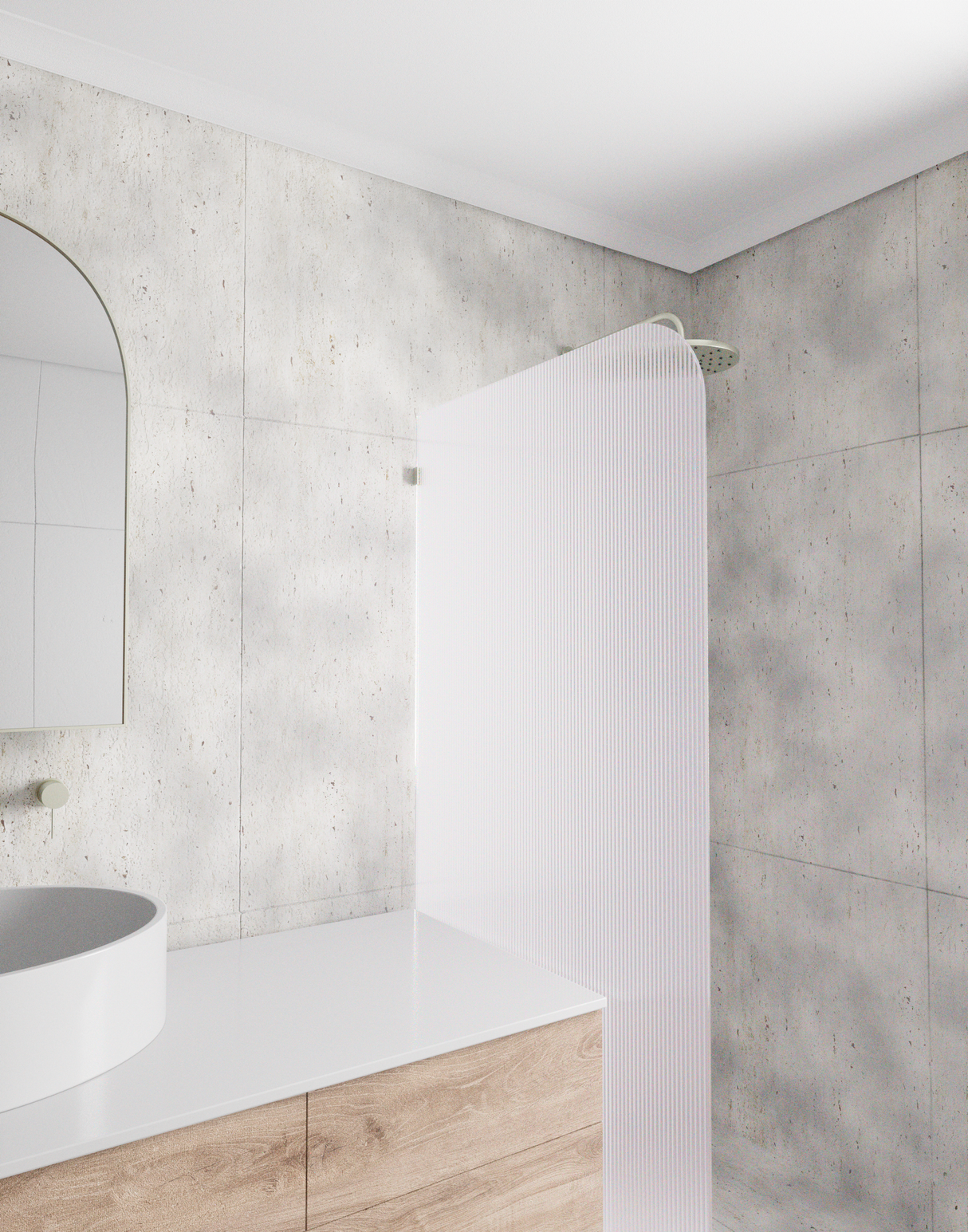 Purity Shower Screen Fixed Panel With Featured Radius Corner And Ultra Clear Narrow Reeded Design – 10mm Clear Toughened Glass, Multiple Sizes Available