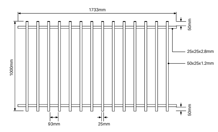 Barr Fencing Panel 1733W X 1000H – Black