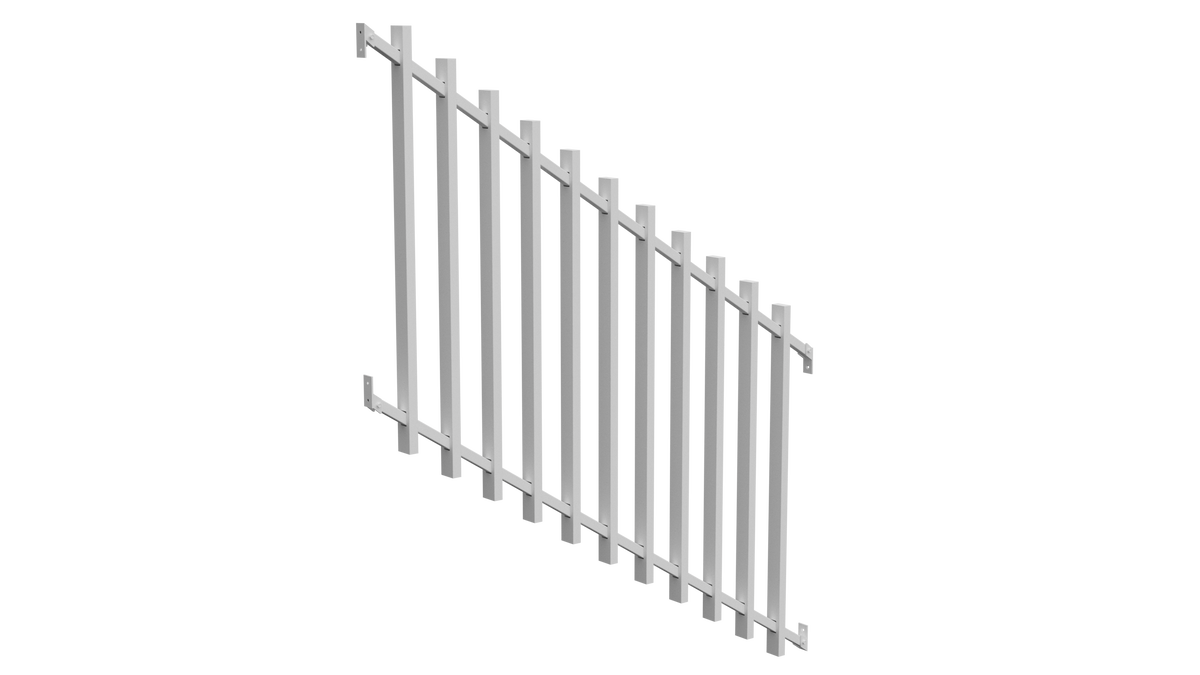Steel Fencing Raking Barr Fencing Raking Panel 1380W x 1000H - White | Blitz Glass