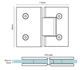 Purity Shower Screens 180° Glass To Glass Hinge – Various Finishes