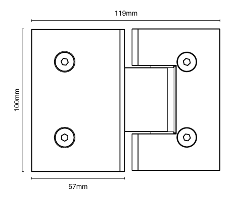 Purity Shower Screens 180° Glass To Glass Heavy Duty Hinge – Various Finishes